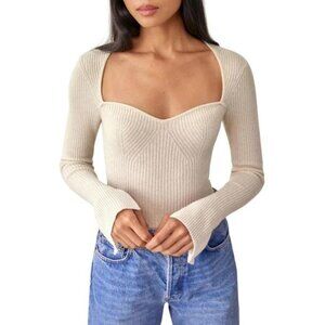 NEW Reformation Glenna Cashmere Sweater in Gossamer (Cream), Size XL (12)